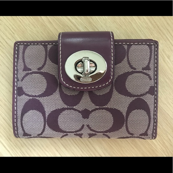 Coach Handbags - Coach purple monogram zip wallet turn lock Coach Handbags - Coach purple monogram zip wallet turn lock